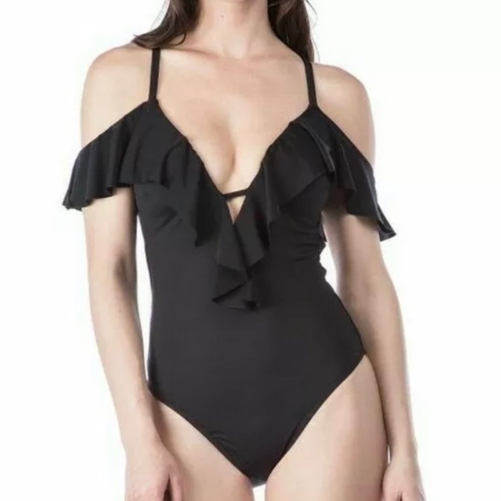 Kenneth Cole ruffle off-shoulder swimsuit!!